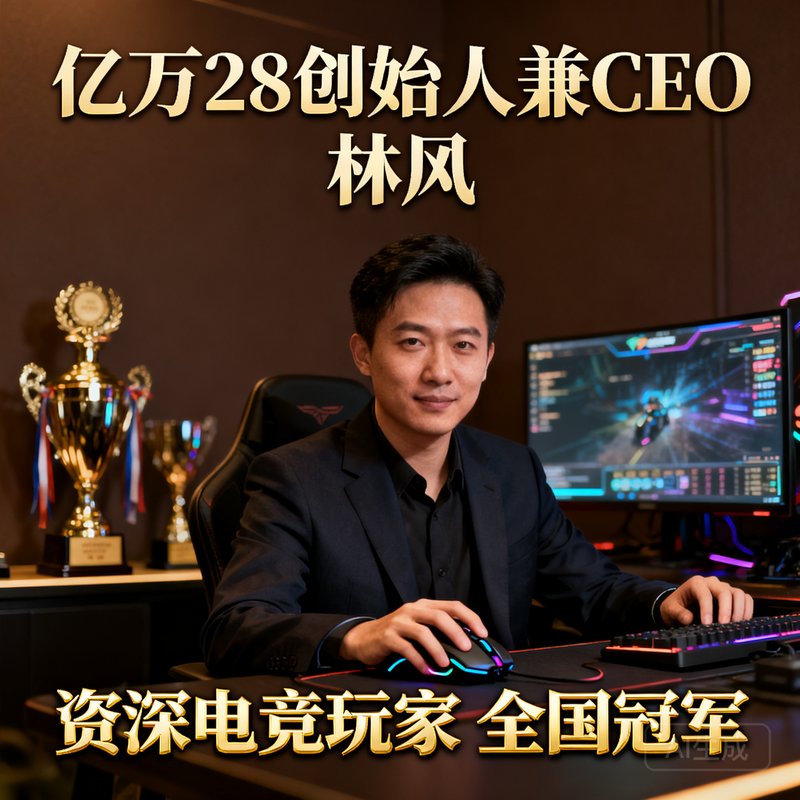 亿万28创始人兼CEO林风，资深电竞玩家，曾获全国冠军